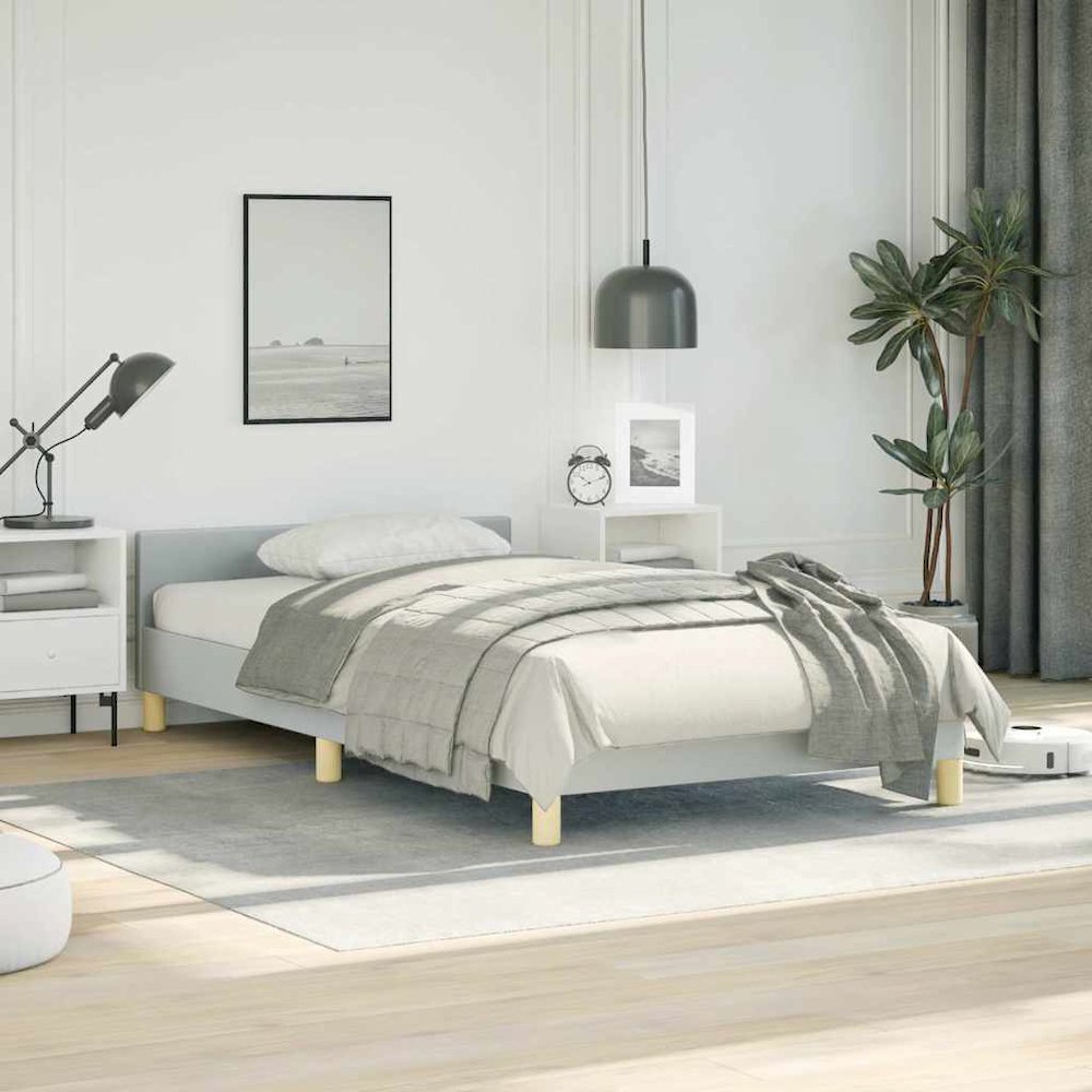 Bed Frame With Headboard Light grey