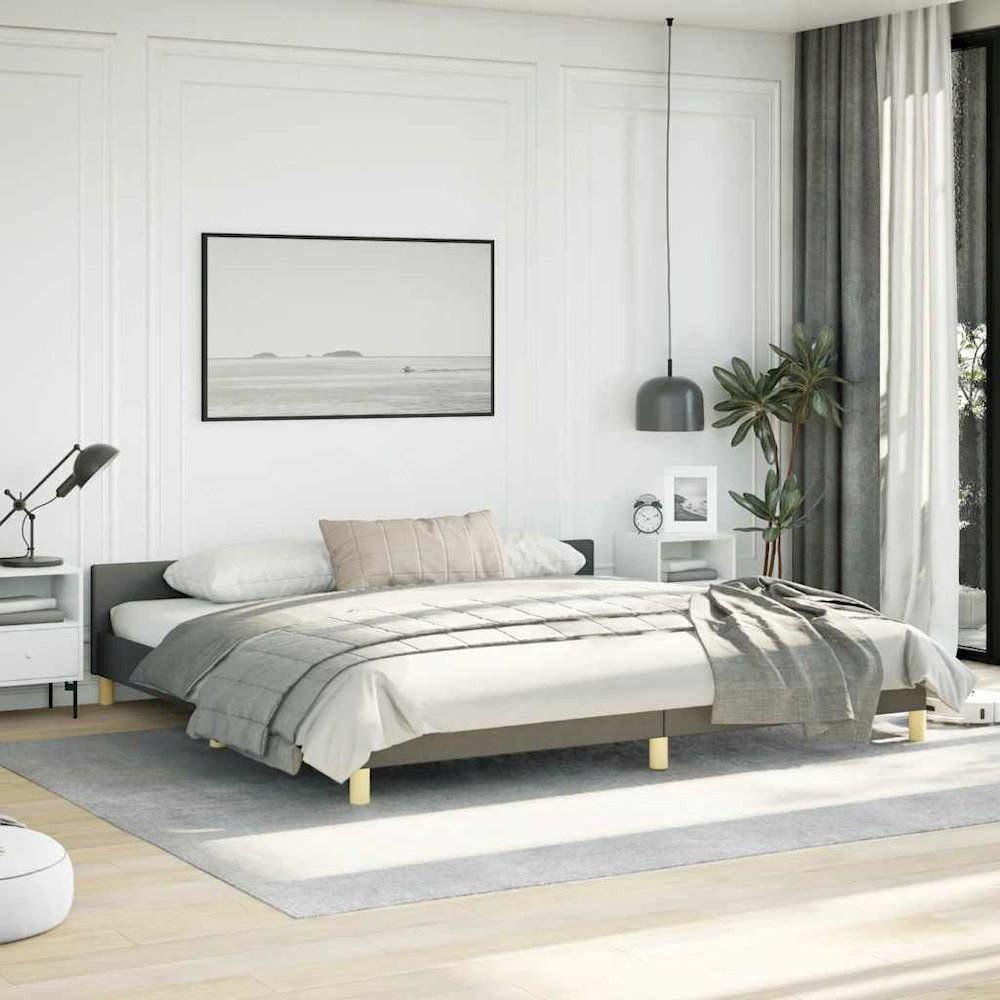 Bed Frame With Headboard Dark Gray