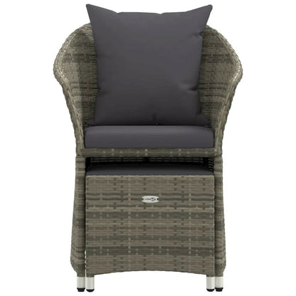 Garden Lounge Set Grey Poly rattan, steel Medium Removable Covers