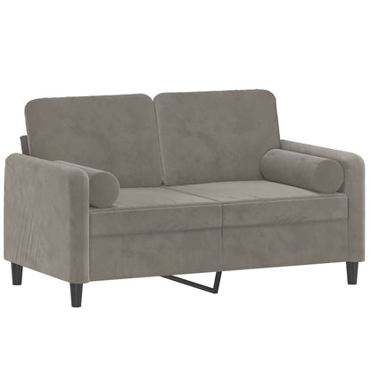 2-Seater Sofa with Pillows&Cushions Light Gray 47.2" Velvet