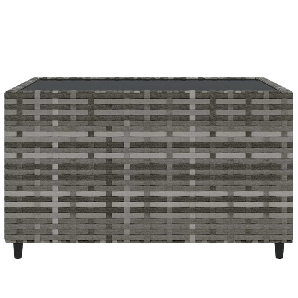 4 Piece Patio Lounge Set with Cushions Gray Poly Rattan