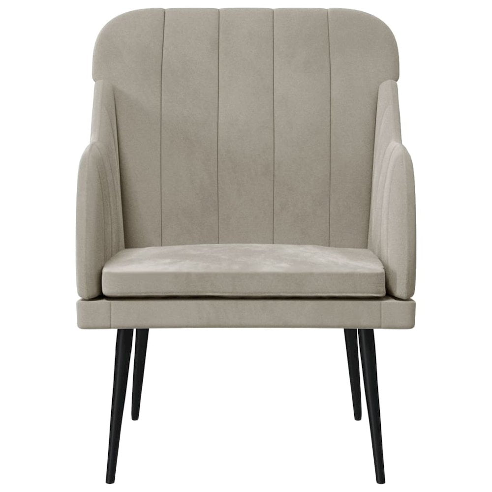 Armchair Light grey Velvet (100% polyester), metal, plywood Medium