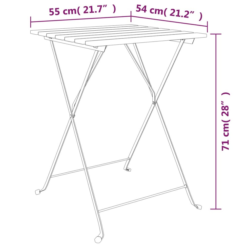 Folding Bistro Table Natural teak and black