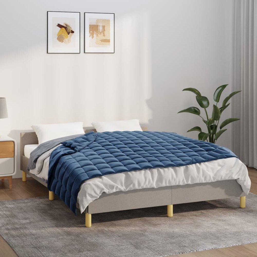 Weighted Blanket Blue Polyester, Glass beads Single