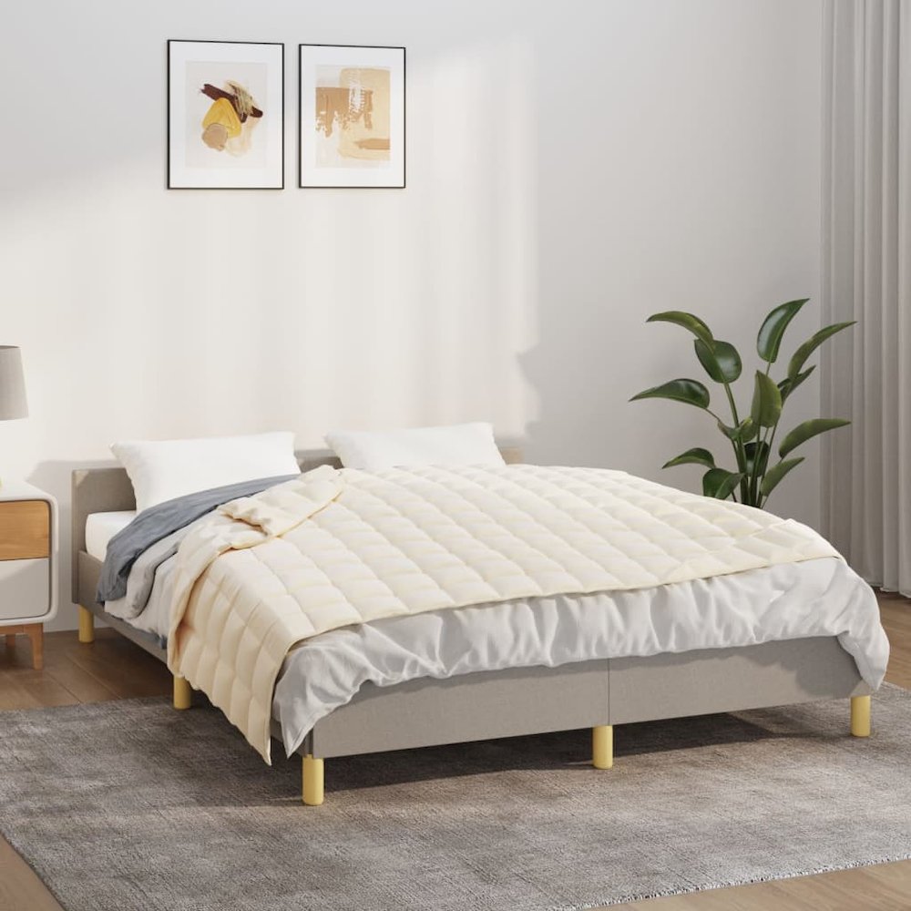Weighted Blanket Light Cream Brushed Polyester Microfiber Twin