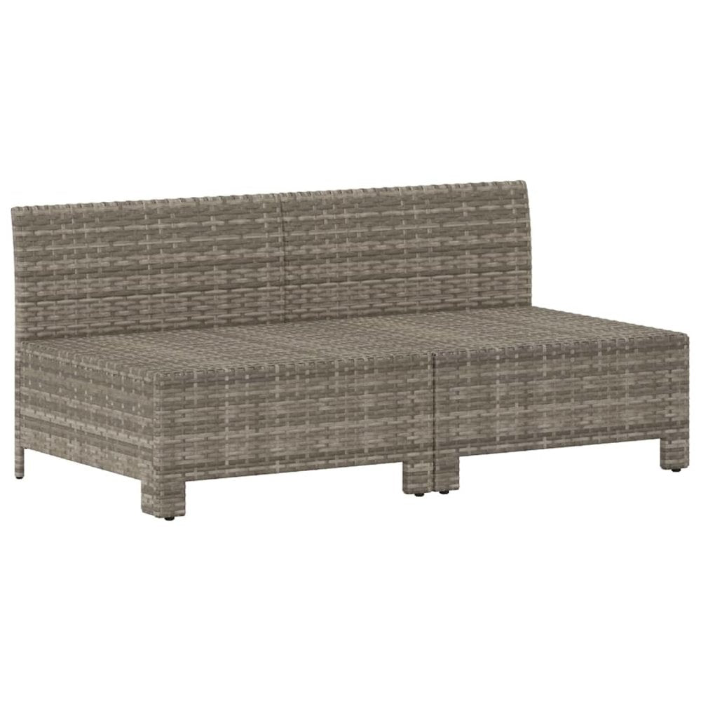 2-seater Garden Sofa Grey Poly rattan, powder-coated steel, polyester