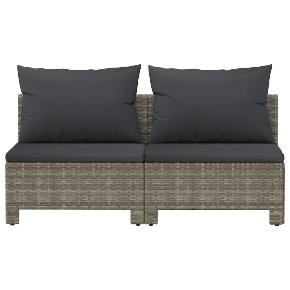 2-seater Garden Sofa Grey Poly rattan, powder-coated steel, polyester
