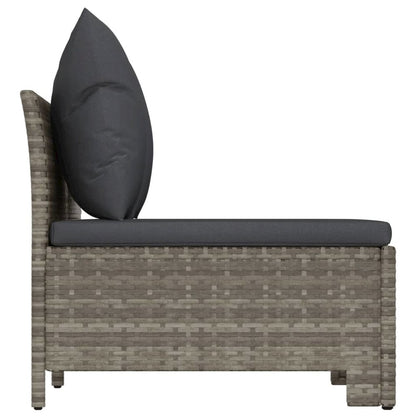 2-seater Garden Sofa Grey Poly rattan, powder-coated steel, polyester