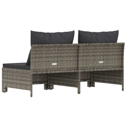 2-seater Garden Sofa Grey Poly rattan, powder-coated steel, polyester