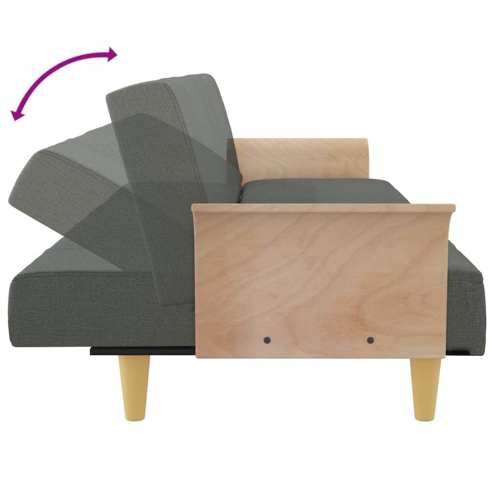 Sofa Bed Dark Grey Fabric (100% polyester), Plywood Full
