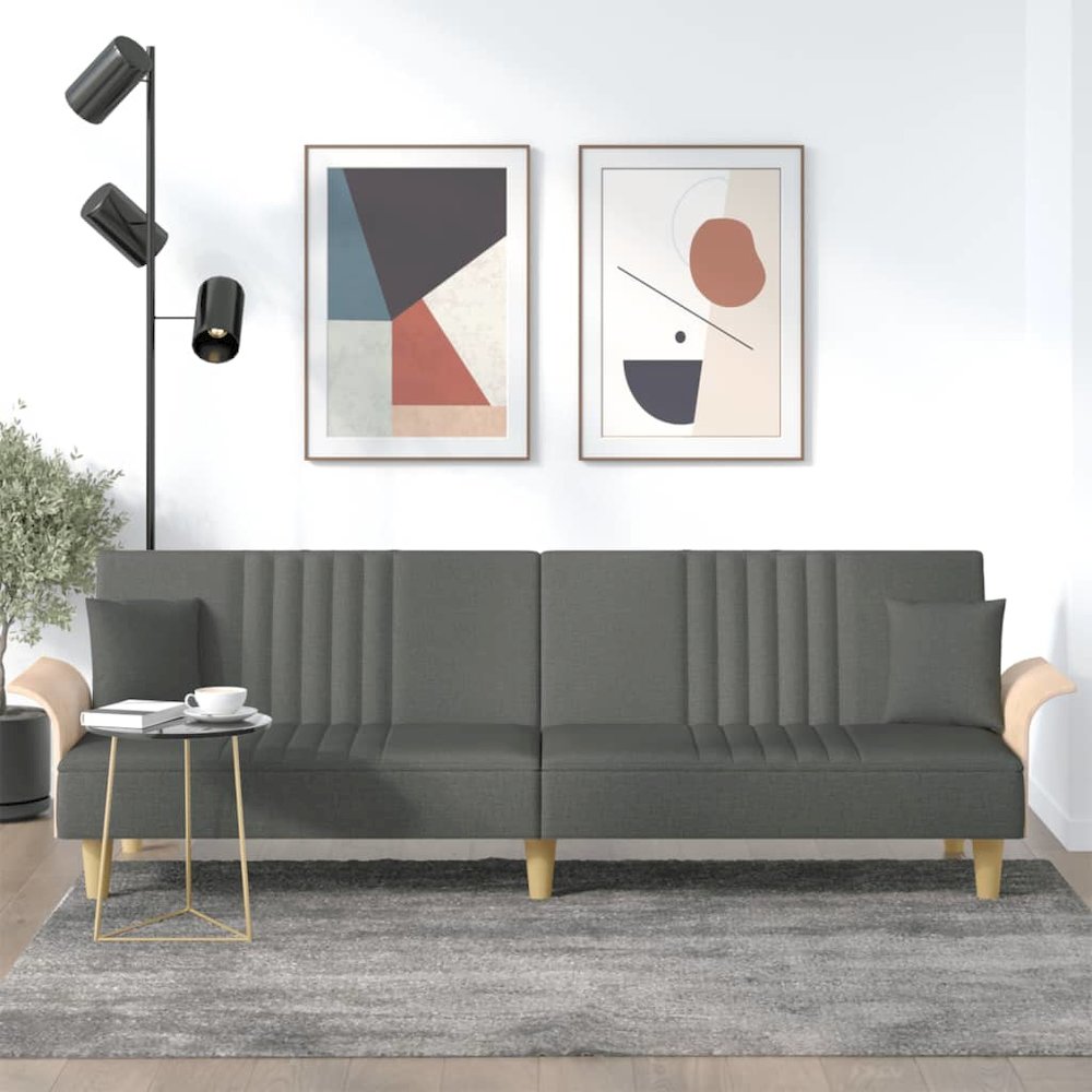 Sofa Bed Dark Grey Fabric (100% polyester), Plywood Full