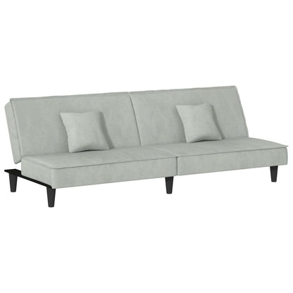 Sofa Bed Light Grey Velvet (100% polyester), plywood