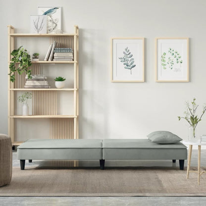 Sofa Bed Light Grey Velvet (100% polyester), plywood