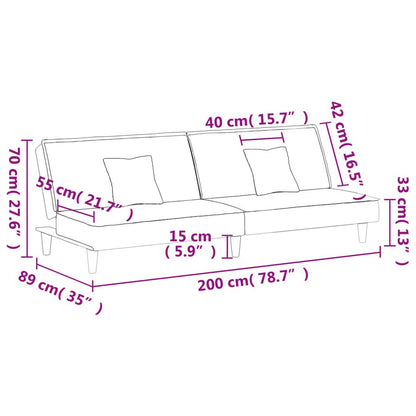 Sofa Bed Light Grey Velvet (100% polyester), plywood