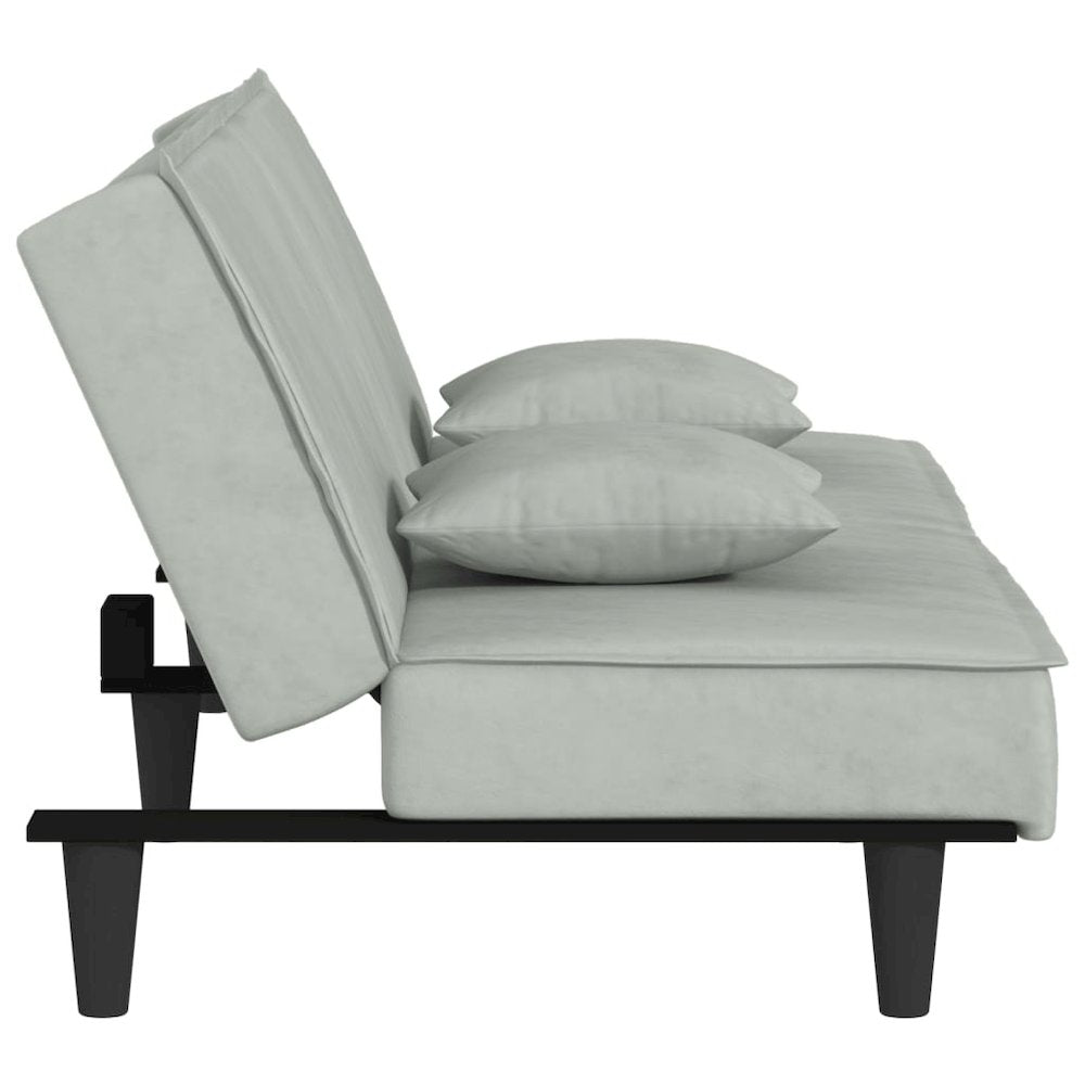 Sofa Bed Light Grey Velvet (100% polyester), plywood
