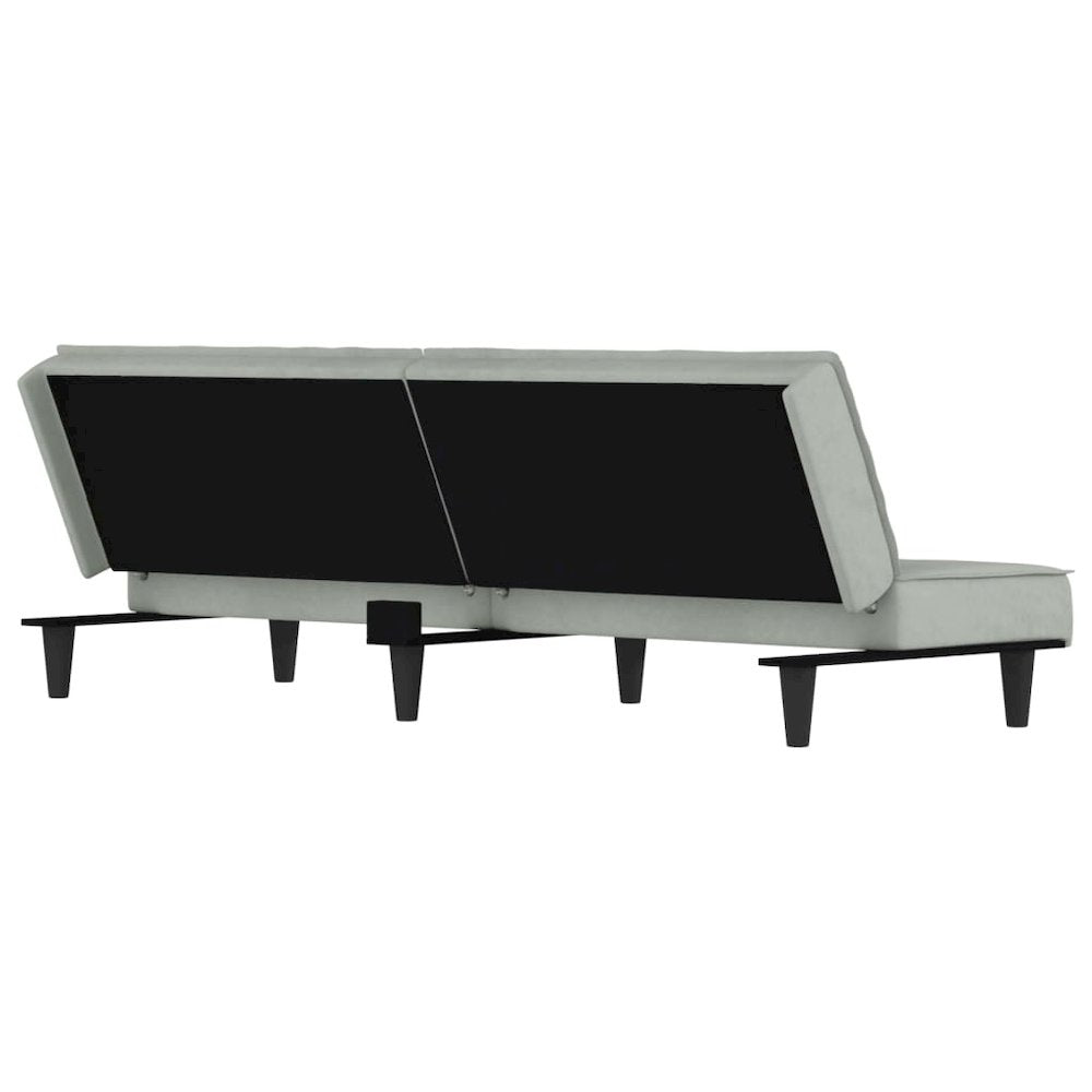 Sofa Bed Light Grey Velvet (100% polyester), plywood