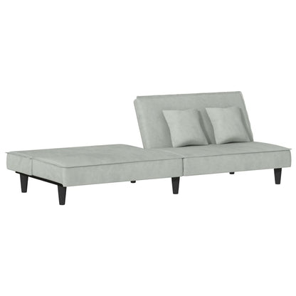 Sofa Bed Light Grey Velvet (100% polyester), plywood