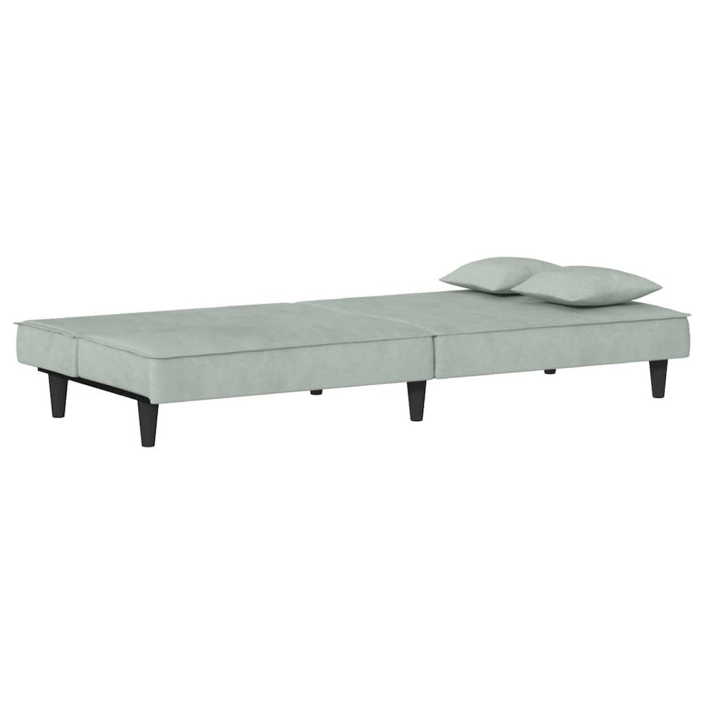 Sofa Bed Light Grey Velvet (100% polyester), plywood