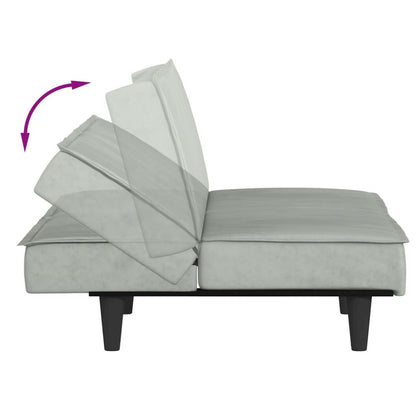 Sofa Bed Light Grey Velvet (100% polyester), plywood