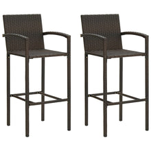 Bar Stool Set of 2 Brown PE rattan, powder-coated steel Standard