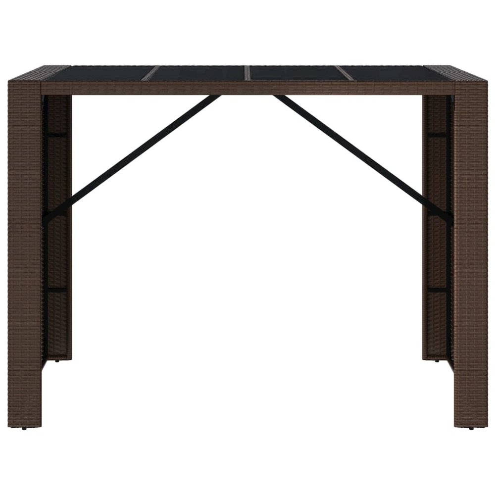 Bar Table With Glass Top Brown and Black