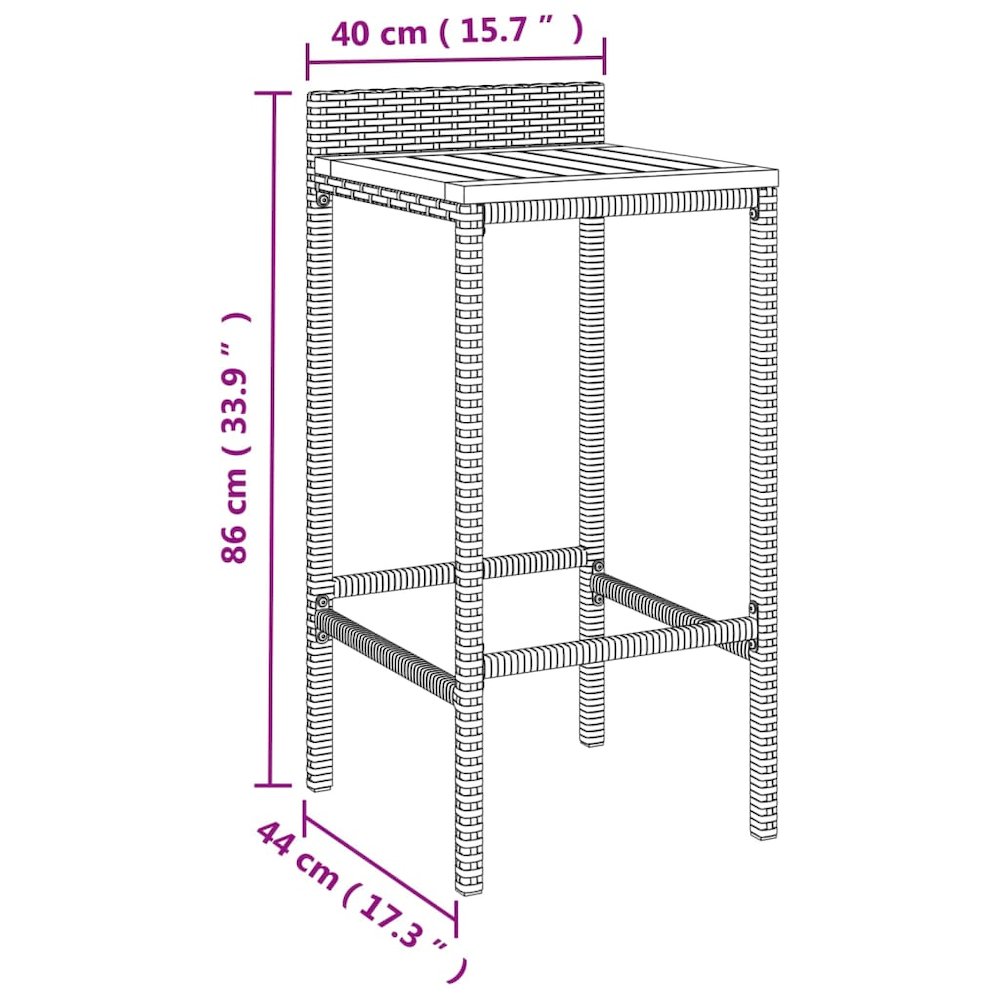 Bar Stool Set of 2 Grey