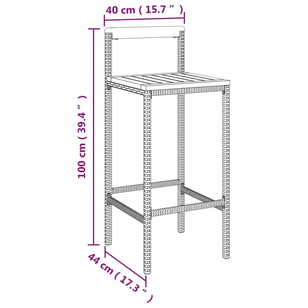 Bar Stool Set of 4 Grey