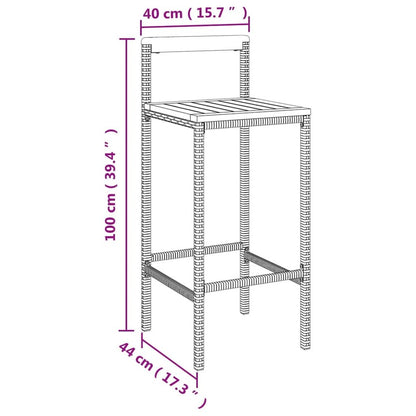 Bar Stool Set of 4 Grey