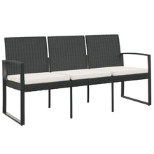 3-seater Garden Bench Black Polypropylene 3-Seater Durable