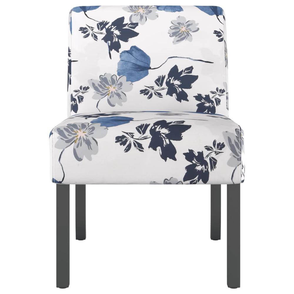 Slipper Chair Blue and White Polyester, Solid Wood, Plywood Single