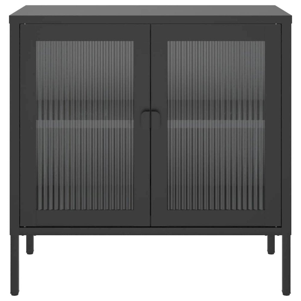 Sideboard Black Powder-coated steel, fluted glass Medium