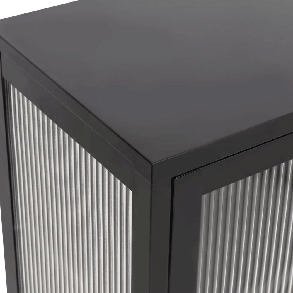Sideboard Black Powder-coated steel, fluted glass Medium