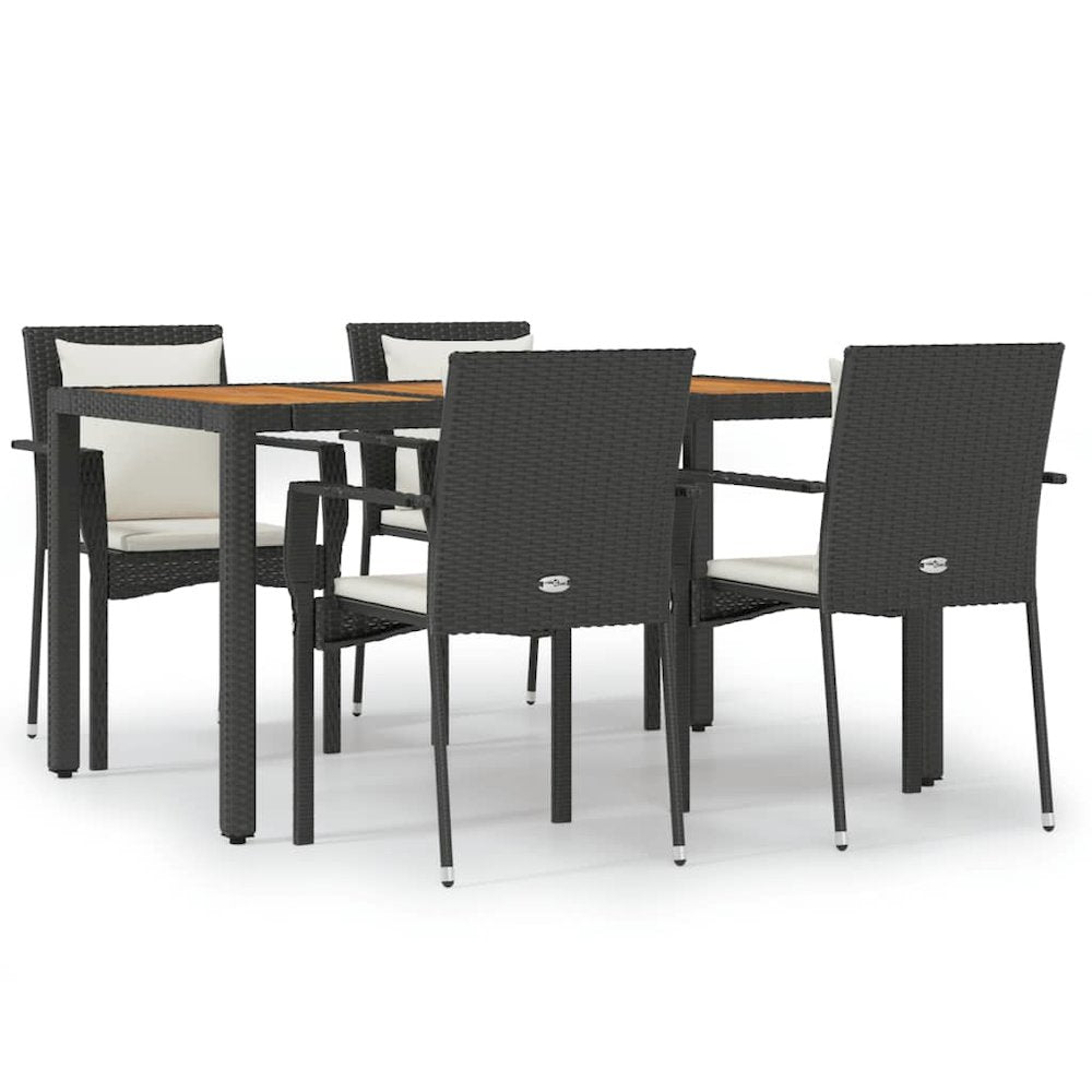 Garden Dining Set Black, Cream white