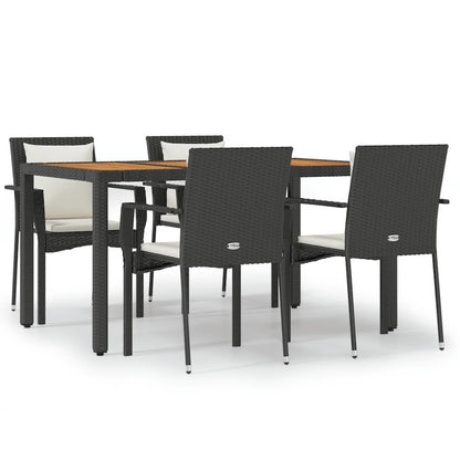 Garden Dining Set Black, Cream white