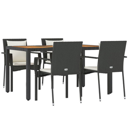 Garden Dining Set Black, Cream white