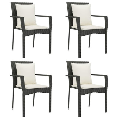 Garden Dining Set Black, Cream white