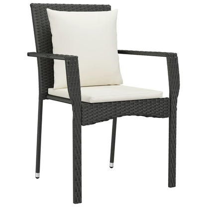 Garden Dining Set Black, Cream white