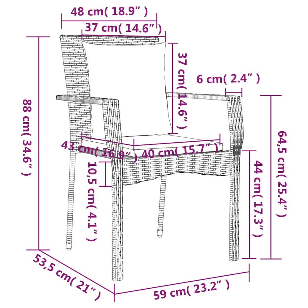 Garden Dining Set Black, Cream white