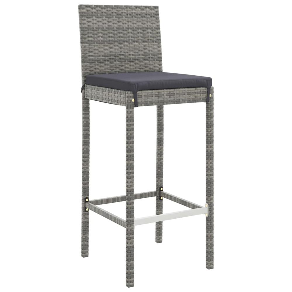 11 Piece Patio Bar Set with Cushions Gray Poly Rattan