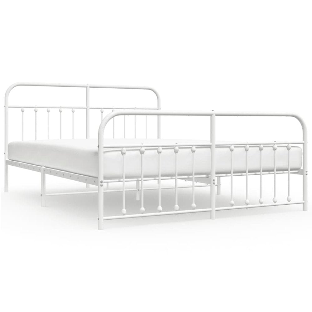 Bed Frame White Powder-coated steel Full Bed Frame Rectangular