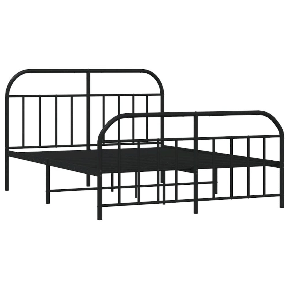 Bed Frame Black Powder-Coated Steel Large Bed Frame Rectangular