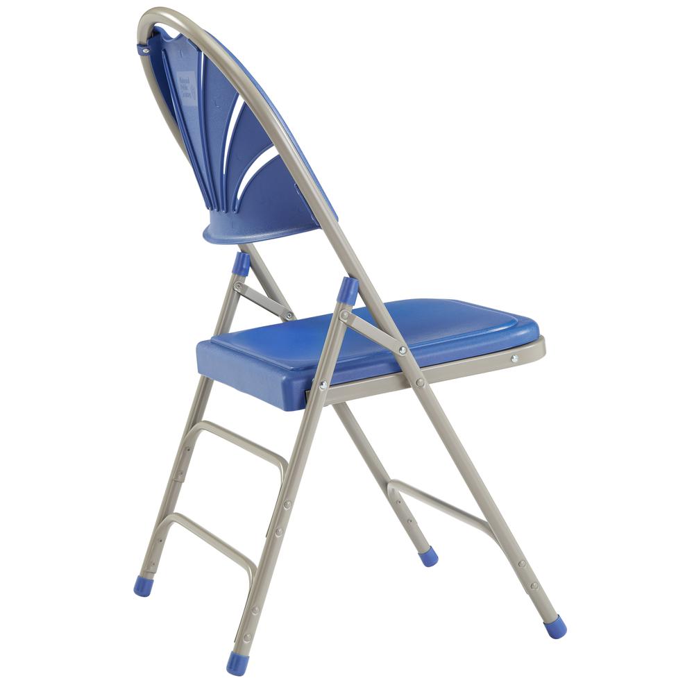 NPS® 1100 Series Deluxe Fan Back With Triple Brace Double Hinge Folding Chair, Blue (Pack of 4)