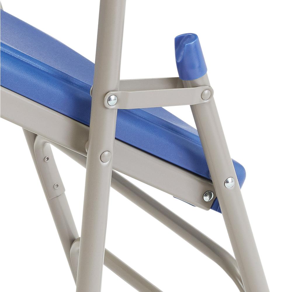 NPS® 1100 Series Deluxe Fan Back With Triple Brace Double Hinge Folding Chair, Blue (Pack of 4)