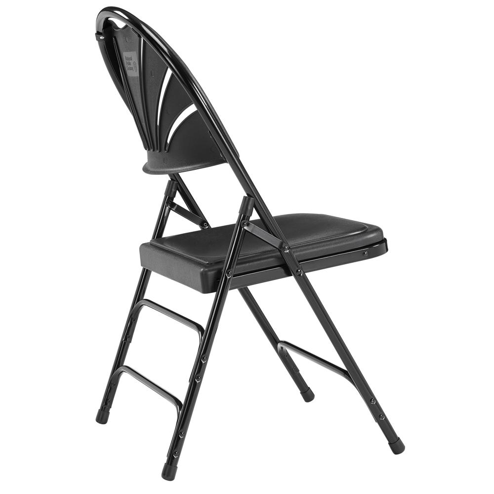 NPS® 1100 Series Deluxe Fan Back With Triple Brace Double Hinge Folding Chair, Black (Pack of 4)