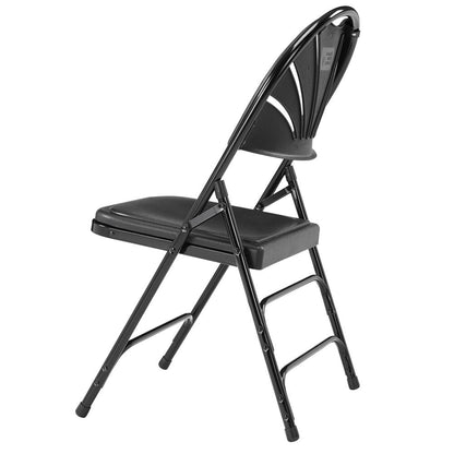 NPS® 1100 Series Deluxe Fan Back With Triple Brace Double Hinge Folding Chair, Black (Pack of 4)