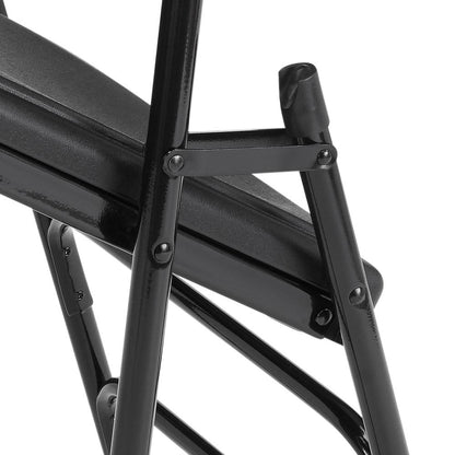 NPS® 1100 Series Deluxe Fan Back With Triple Brace Double Hinge Folding Chair, Black (Pack of 4)
