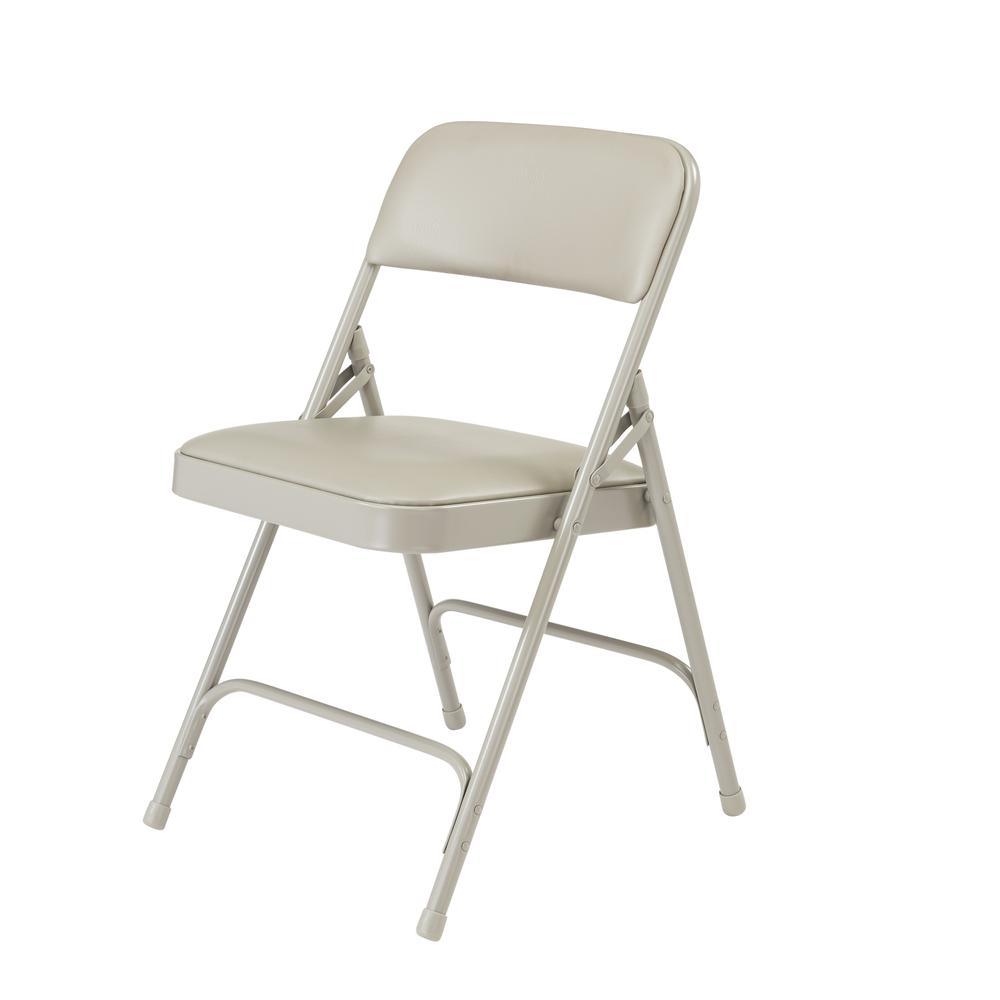 NPS® 1200 Series Premium Vinyl Upholstered Double Hinge Folding Chair, Warm Grey (Pack of 4)