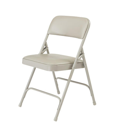 NPS® 1200 Series Premium Vinyl Upholstered Double Hinge Folding Chair, Warm Grey (Pack of 4)