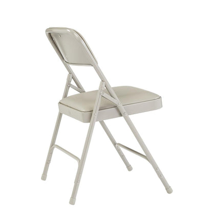 NPS® 1200 Series Premium Vinyl Upholstered Double Hinge Folding Chair, Warm Grey (Pack of 4)