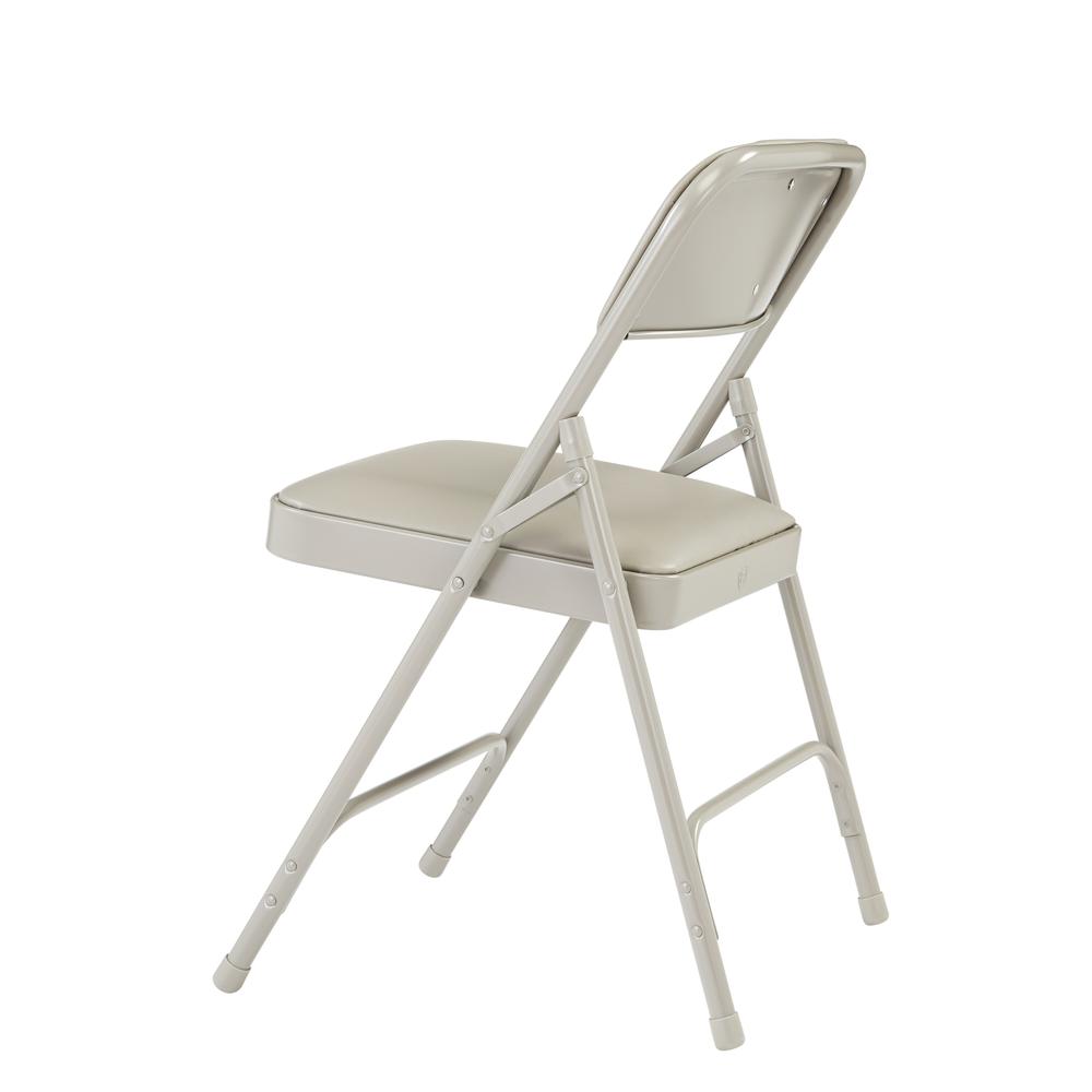 NPS® 1200 Series Premium Vinyl Upholstered Double Hinge Folding Chair, Warm Grey (Pack of 4)